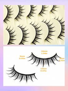 Asiteo 5 Pairs Cartoon False Eyelashes, Moisturizing Glossy 3D Delicate Natural Curly Soft Lashes, Criss-Cross Fine Faux Mink Eyelashes - 尖尾漫畫款 - 查看 5