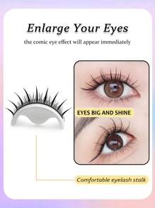 Asiteo 5 Pairs Cartoon False Eyelashes, Moisturizing Glossy 3D Delicate Natural Curly Soft Lashes, Criss-Cross Fine Faux Mink Eyelashes - 尖尾漫畫款 - 查看 3