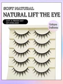 Asiteo 5 Pairs Cartoon False Eyelashes, Moisturizing Glossy 3D Delicate Natural Curly Soft Lashes, Criss-Cross Fine Faux Mink Eyelashes - 尖尾漫畫款 - 查看 2