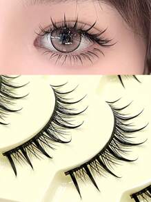 Asiteo 5 Pairs Cartoon False Eyelashes, Moisturizing Glossy 3D Delicate Natural Curly Soft Lashes, Criss-Cross Fine Faux Mink Eyelashes - 尖尾漫畫款 - 查看 6