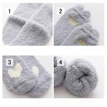 2 Pairs Cartoon Thick Warm Fluffy Socks For Women, Mid-Calf, Suitable For Autumn/Winter, Indoor, Sleeping, Japanese Style