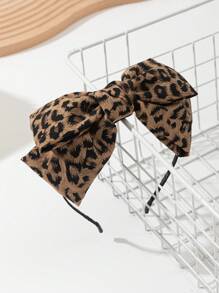 1pc Girls Cute & Elegant Leopard Print Bow Headband, Suitable For Daily Wear - Multicolor - View 1