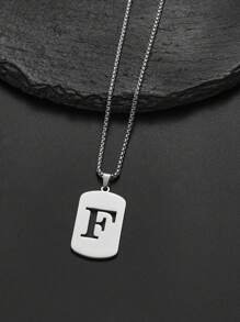 1 pièce Collier en acier de titane avec 26 lettres anglaises pour hommes et femmes, étudiants et couples, design minimaliste, polyvalent, collier de bénédiction initiale, convient pour un port quotidien, fête, Noël, Saint-Valentin, cadeau - Argent - Voir 17