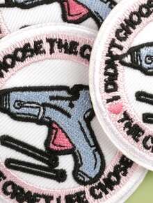 3 件/套圆形徽章设计，时尚简约风格涤纶熨烫/缝制贴花，适用于服装、箱包、鞋子、帽子、家居装饰 - 彩色 - 查看 3