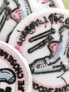 3 件/套圆形徽章设计，时尚简约风格涤纶熨烫/缝制贴花，适用于服装、箱包、鞋子、帽子、家居装饰 - 彩色 - 查看 2