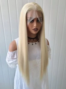 13*4蕾丝前假发，合成直发，613金色蕾丝前假发，耐热纤维蕾丝前假发 - 金色 - 查看 6