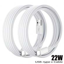 1-2 件 USB A 转 Type-C 3.3 英尺/100 厘米 22W 快速充电和数据线，兼容 iPhone 16 15 Pro Max Plus/// 和其他设备 - 白色 - 查看 7