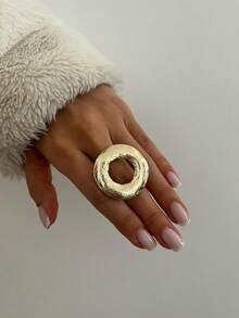 Bộ 1-4 chiếc nhẫn trang trí hình hoa và ngọc trai giả hình học phóng đại, quà tặng cho chị gái, tiệc tùng, hẹn hò, sinh nhật, giáng sinh, trang phục thường ngày - Vàng - Xem 5