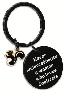 1 móc khóa sóc tùy chỉnh, móc khóa quà tặng bằng thép không gỉ chất lượng cao cho phụ nữ - Bạc - Xem 2