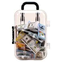 Mini Fake Currency Box + Set, Miniature Realistic Paper Money Prop For Dollhouse, Food, Party Decoration, Bar Atmosphere, Movie Props, Roleplay Toys (Fake US Dollars, Euros, Pounds)