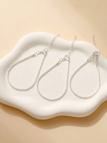 3 件/套简约闪亮金属链多层手链适合女性 - 疊戴手鍊 - 查看 7