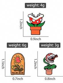 QIHOO 3 件装 食人花珐琅针 卡通创意胸针 翻领徽章配饰 送给朋友的礼物 - 彩色 - 查看 2