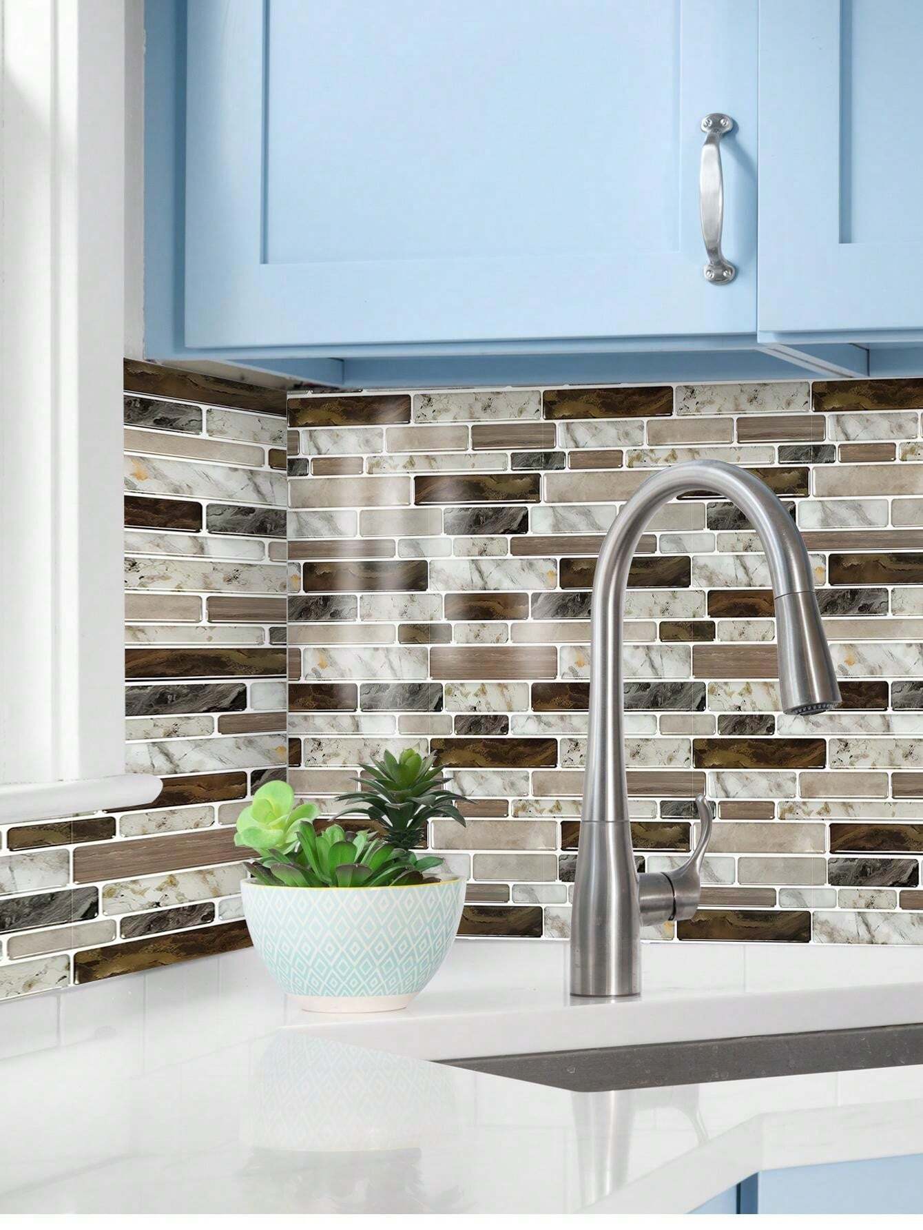 12 Pcs SelfAdhesive Kitchen Backsplash Stickers, Bathroom PVC Oil