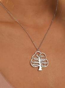 1 pieza Collar personalizado del árbol de la vida de acero inoxidable, collar personalizado del árbol genealógico familiar con 1-9 nombres, múltiples collares con nombres, joyería personalizada del árbol genealógico familiar clásico para mujeres, hombres, regalos de cumpleaños, aniversario, vacaciones, joyería de acero inoxidable, regalos de Halloween, Navidad