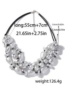 1 chiếc vòng cổ nhiều lớp CCB Asymmetrical Silver Ingot - Vòng cổ nhiều lớp phóng đại - Xem 5