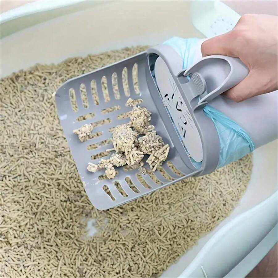 6Piece Cat Litter Scoop Set With Detachable Waste Bag Holder Durable