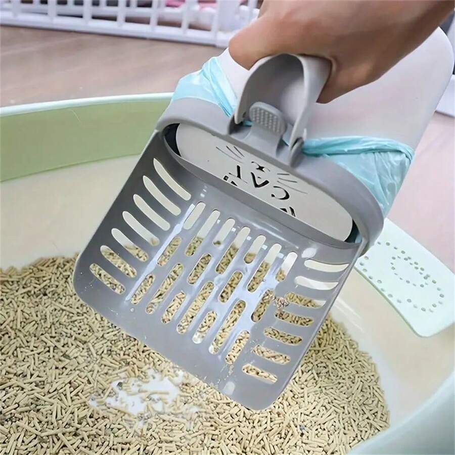 6Piece Cat Litter Scoop Set With Detachable Waste Bag Holder Durable