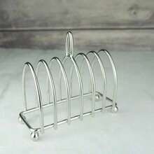 Rejilla para tostadas, soporte de pan para restaurantes de 6 rebanadas en acero inoxidable, herramienta de exhibición de comida de muestra para el hogar, cocina y restaurantes - Plateado - Ver 6