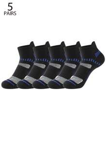 5 đôi tất cổ cao in họa tiết sọc cỡ lớn cho nam, tất cổ cao thấm hút mồ hôi dùng cho bóng rổ, tập luyện, thoáng khí, tất cổ cao thể thao - Nhiều màu - Xem 13
