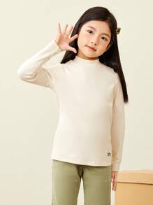 mini bala 2024 Autumn Unisex Young Girl' Soft Turtleneck Long Sleeve T-Shirt - Milky White - View 1