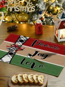 1 件/4 件/6 件圣诞冬季餐垫、圣诞车、冬青树花瓶麋鹿亚麻餐垫、防污餐垫，适用于家庭、餐厅、餐桌装饰、家居用品