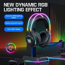 Onikuma 有線遊戲耳機 酷炫 Rgb 燈光降噪 附麥克風 長壽命耳機 音樂遊戲耳機 - 黑色 - 查看 2