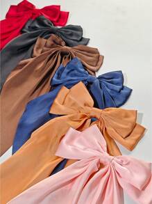 7 chiếc nơ cài tóc lớn có đuôi dài kẹp tóc bằng vải satin mềm mại dành cho phụ nữ kẹp tóc lớn kẹp kim loại nơ thẩm mỹ cho phụ nữ mặc hàng ngày - Nhiều màu - Xem 3