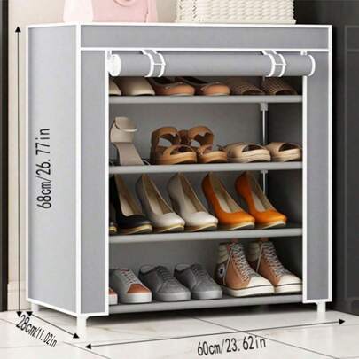 1 pièce Simple étagère à chaussures en acier à plusieurs couches avec assemblage de tuyaux, armoire à chaussures économique, anti-poussière et gain d'espace idéale pour la maison étudiante