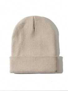 Solid Color Knit Beanie Hat With Personalized Logo, Versatile Unisex Ski Cap, Candy Colors, Outdoor For Men