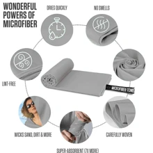 1pc Portable Solid Color Quick-Dry Sports Towel, Soft Absorbent Bath Towel, Multi-Functional Outdoor Camping Travel Towel - Light Grey - View 6