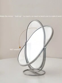 1 Piece Desktop Light Luxury Makeup Mirror, Oval 360° Rotatable Cosmetic Mirror For Counter, Bedroom Decoration Perfect Choice,Makeup,Cheap,Room Decor,Vanity,Travel,Bedroom,Makeup Accessories,Mirror,Vanity Mirror