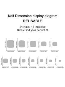 24 件假脚趾甲按压式脚趾甲，配有 1 个指甲锉和 1 块果冻胶 | 短款全覆盖方形假脚趾甲 | 12 种尺寸丙烯酸指甲片，适合女士女孩 - 钻石、闪亮、红色 - 彩色 - 查看 2