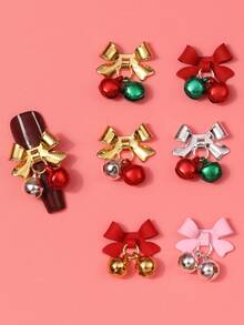 18 Phụ kiện trang trí móng tay hình chuông nơ 3D Giáng sinh - Thiết kế nơ và chuông 3D màu vàng, đỏ và bạc cho móng tay lễ hội, ốp lưng điện thoại & nhiều phụ kiện làm móng khác - Nhiều màu - Xem 4