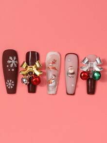 18 Phụ kiện trang trí móng tay hình chuông nơ 3D Giáng sinh - Thiết kế nơ và chuông 3D màu vàng, đỏ và bạc cho móng tay lễ hội, ốp lưng điện thoại & nhiều phụ kiện làm móng khác - Nhiều màu - Xem 5