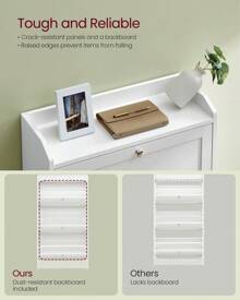 VASAGLE Shoe Cabinet With 3 Flip Drawers, Shoe Storage Cabinet, Adjustable And Removable Dividers, Holds Up To 18 Pairs Of Shoes, Entryway, 9.4 X 23.6 X 42.5 Inches - trắng - Xem 4