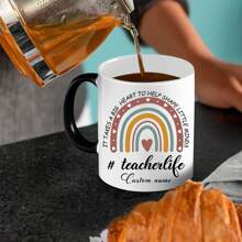 1 PC Custom Mug Cafe Personalized Coffee Mug - Design Custom Mug, Customize Teacher Name Novelty Heat Induction Magic Color Changing Mug Gift Tea Cup Suitable For Graduation Season Teacher's Day Gift Memorial Mug For Teachers 11 Oz.