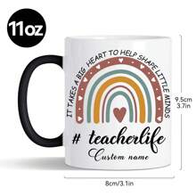 1 PC Custom Mug Cafe Personalized Coffee Mug - Design Custom Mug, Customize Teacher Name Novelty Heat Induction Magic Color Changing Mug Gift Tea Cup Suitable For Graduation Season Teacher's Day Gift Memorial Mug For Teachers 11 Oz.