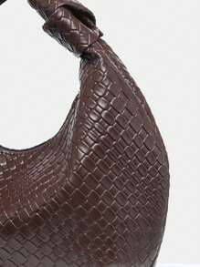 1pc Women's Vintage Casual Angora Suede Leopard Print Bohemian Hollow Knitted Seashell Faux Leather Shoulder Underarm Baguette Bag, Suitable For Going Out, Dating, Commuting, Perfectly Matching With Fall Outfits Women Fall Clothes For Women