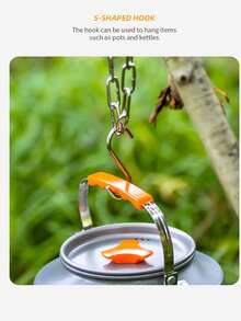 Outdoor Hanging Pot Stand, Triangular Piece Tree Pole Stand, Camping Campfire Stand, Stainless Steel Hanging Ring, Tripod Tree Stand, Portable Pot Stand - Silver - View 5