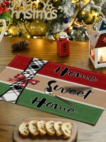 1 件/4 件/6 件圣诞冬季餐垫、圣诞车、冬青树花瓶麋鹿亚麻餐垫、防污餐垫，适用于家庭、餐厅、餐桌装饰、家居用品