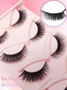 AILAISHI 5 对超迷人的猫眼狐狸眼假睫毛 - 仿貂皮，耐用且可重复使用，即时魅力化妆套装，适用于多种用途 - 濃密款 - 查看 3