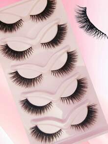 AILAISHI 5 对超迷人的猫眼狐狸眼假睫毛 - 仿貂皮，耐用且可重复使用，即时魅力化妆套装，适用于多种用途 - 濃密款 - 查看 6