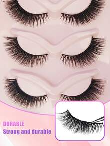 AILAISHI 5 对超迷人的猫眼狐狸眼假睫毛 - 仿貂皮，耐用且可重复使用，即时魅力化妆套装，适用于多种用途 - 濃密款 - 查看 4
