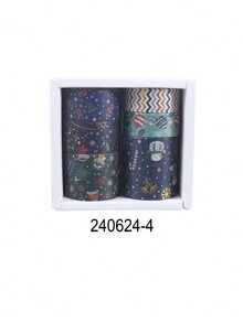 6 卷/盒，复古圣诞和纸胶带套装 - 独特的烫金圣诞图案贴纸卷，用于剪贴簿装饰学生文具装饰胶带礼品包装装饰必需品 - 纸质材料，易于使用 - 彩色 - 查看 17