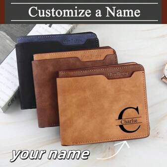 Customized Men's Wallet New Men's Short Wallet Frosted Leather Fashion Casual Letters For Boyfriend For Dad Valentine's Day Gift Father's Day Gift Halloween Gift Gift Vintage Birthday, Multifunction, Versatile, Large Capacity, Adorable, Contracted, Funny, Kawaii, Y2K, Minimalist, Commuting, Business Casual, Basics, Card Holder, For Anniversaries, For Birthdays, For Holiday/ Vacation, For Outdoors/Outings/Travel/Hiking/Stadium/Sports/Climbing, For Business/Commute/Work/Office,New Year Glamour