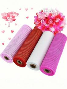 1 卷圣诞节节日闪光丝网丝带蝴蝶结礼品领带花环制作节日庆祝场景布置装饰纱家居装饰 - 彩色 - 查看 7