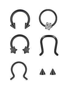 AVYRING 5PCS Septum Rings 16G Septum Jewelry Stainless Steel Septum Piercings Horseshoe Helix Daith Tragus Lip Rings Nose Hoop Hinged Seamless Septum Piercing Jewelry For Women Men