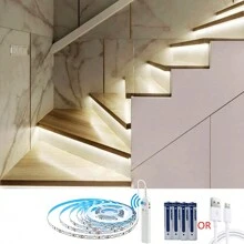 5VUSB人類身體感應燈帶帶智能燈控制和電池盒,合適的適用於樓梯,櫥櫃,,床 - 白色 - 查看 1