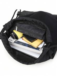 抽绳背包男士运动健身包，防水男士黑色背包，大尺寸干湿分离袋，带两个拉链口袋和水瓶网袋，可容纳足球和鞋子隔层，适合游泳健身户外万圣节圣诞节冬季圣诞节礼物包包拉链包电脑运动包男士礼物黑色包徒步旅行学生大容量多功能便携时尚休闲男士爸爸礼物男友礼物度假 - 黑色 - 查看 6