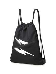 抽绳背包男士运动健身包，防水男士黑色背包，大尺寸干湿分离袋，带两个拉链口袋和水瓶网袋，可容纳足球和鞋子隔层，适合游泳健身户外万圣节圣诞节冬季圣诞节礼物包包拉链包电脑运动包男士礼物黑色包徒步旅行学生大容量多功能便携时尚休闲男士爸爸礼物男友礼物度假 - 黑色 - 查看 3